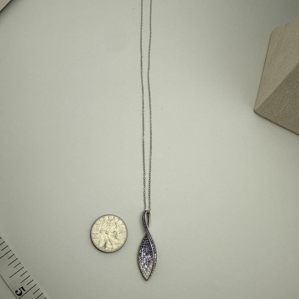 Signed Ralph Lauren 925 Purple To Clear Gradient Rhinestone Necklace Vintage